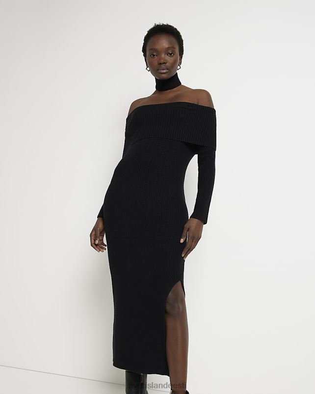 kehakate must naised River Island koo bardot bodycon midi kleit 44TLL423