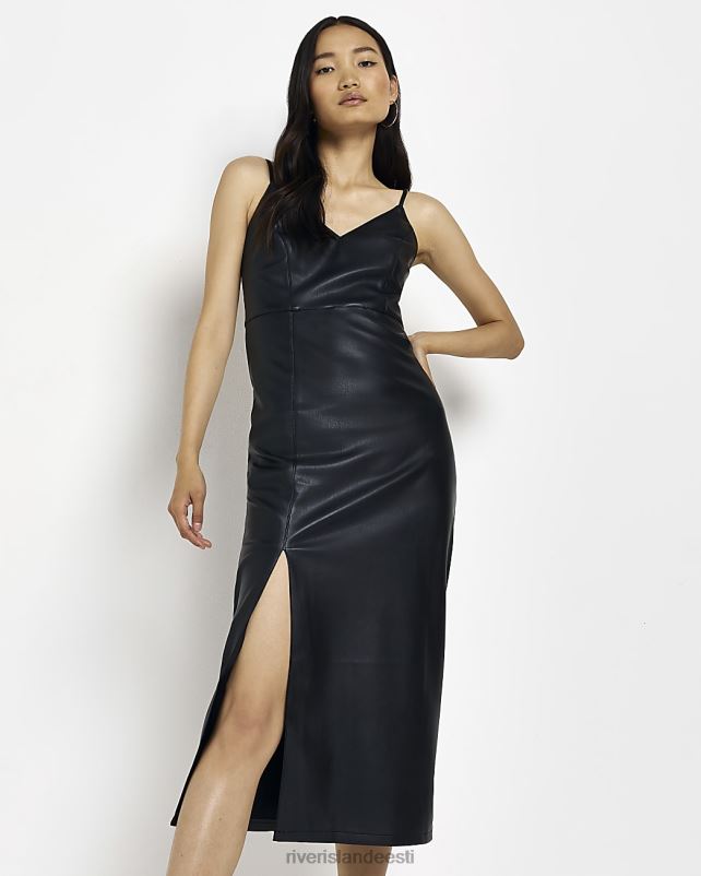 kehakate must naised River Island kunstnahast slip midi kleit 44TLL3886