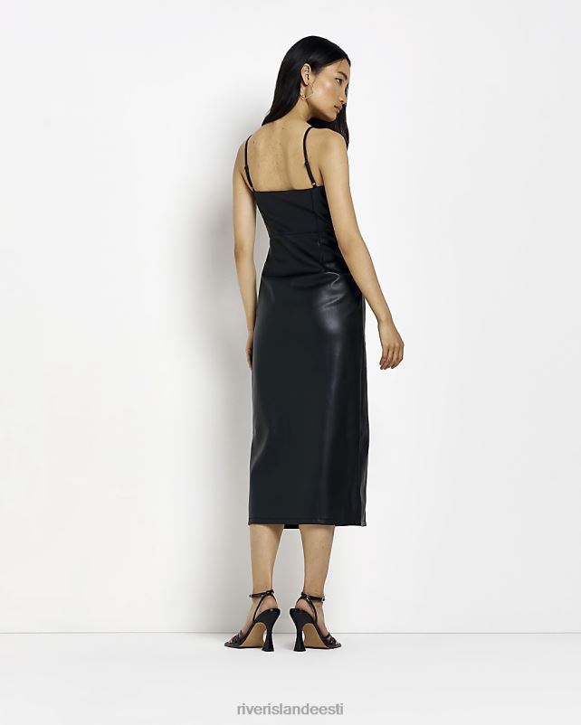 kehakate must naised River Island kunstnahast slip midi kleit 44TLL3886