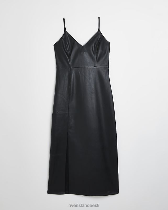 kehakate must naised River Island kunstnahast slip midi kleit 44TLL3886