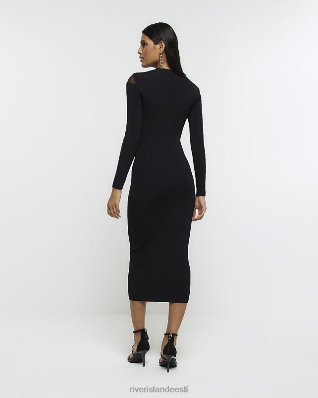 kehakate must naised River Island läbipaistev detailne bodycon midi kleit 44TLL34