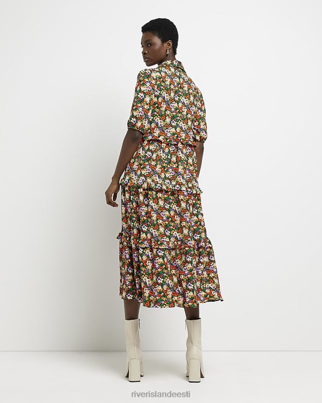 kehakate must naised River Island lilleline lühikeste varrukatega midisärkkleit 44TLL4912