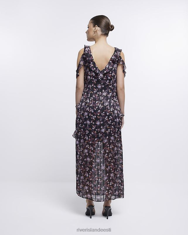 kehakate must naised River Island lilleline volangiga midikleit 44TLL1572