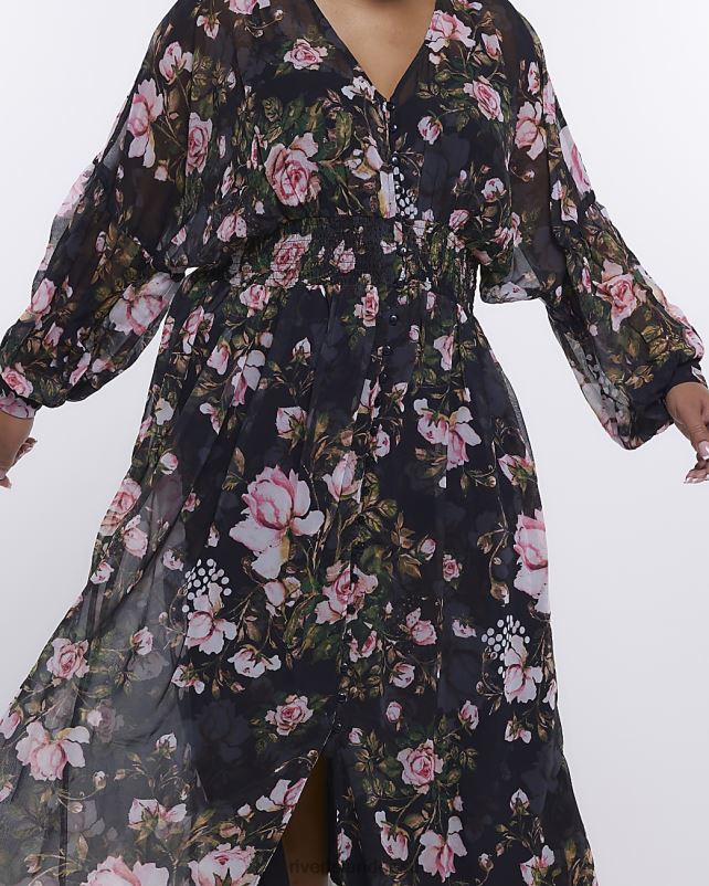 kehakate must naised River Island lisaks lilleline pikkade varrukatega midikleit 44TLL4854