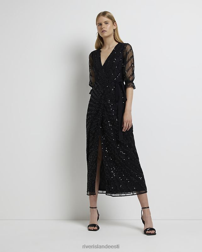 kehakate must naised River Island litriga mähitud midikleit 44TLL2033