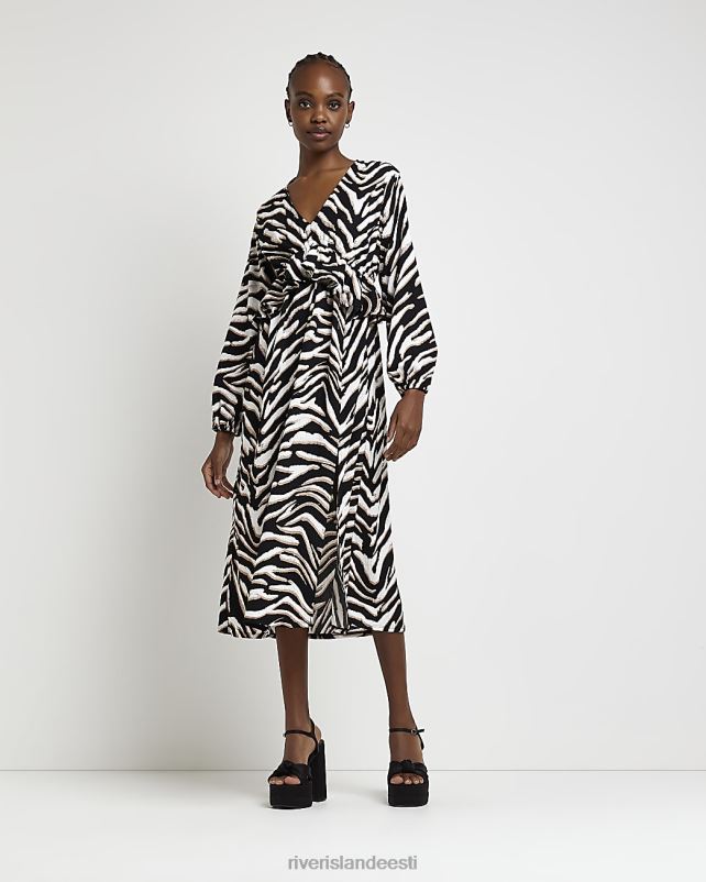 kehakate must naised River Island loomamustriga frill shift midikleit 44TLL544