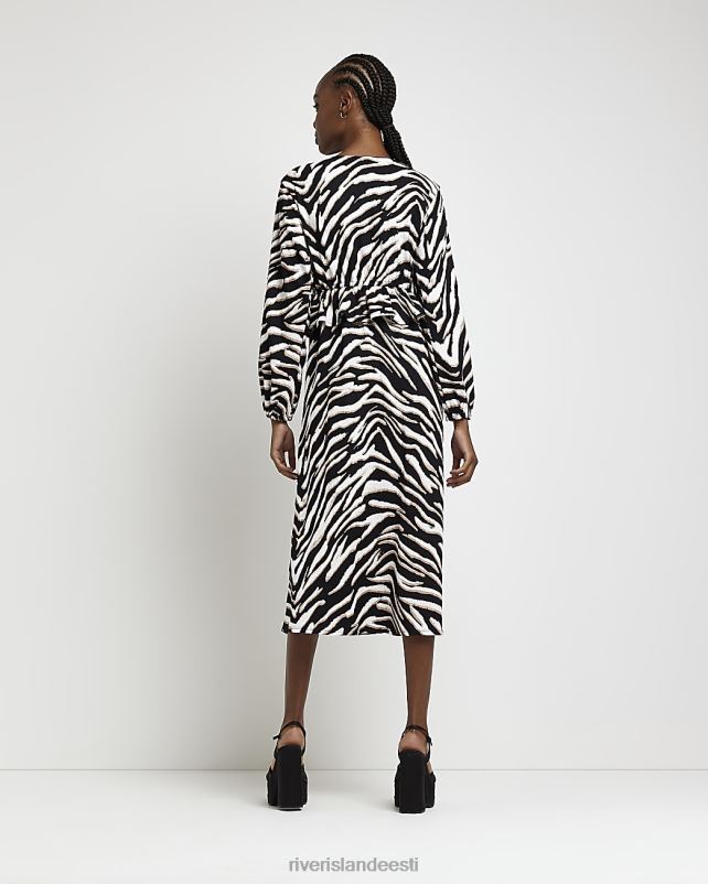 kehakate must naised River Island loomamustriga frill shift midikleit 44TLL544