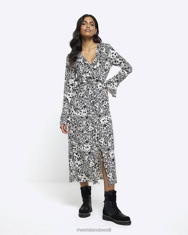 kehakate must naised River Island loomamustriga volangiga midikleit 44TLL143