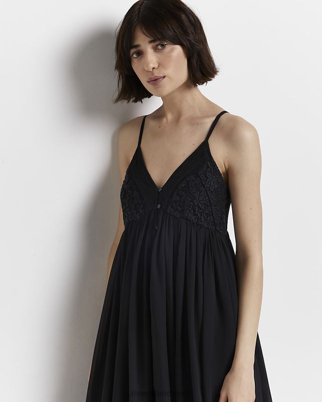 kehakate must naised River Island pitsdetailidega cami midi kleit 44TLL5051