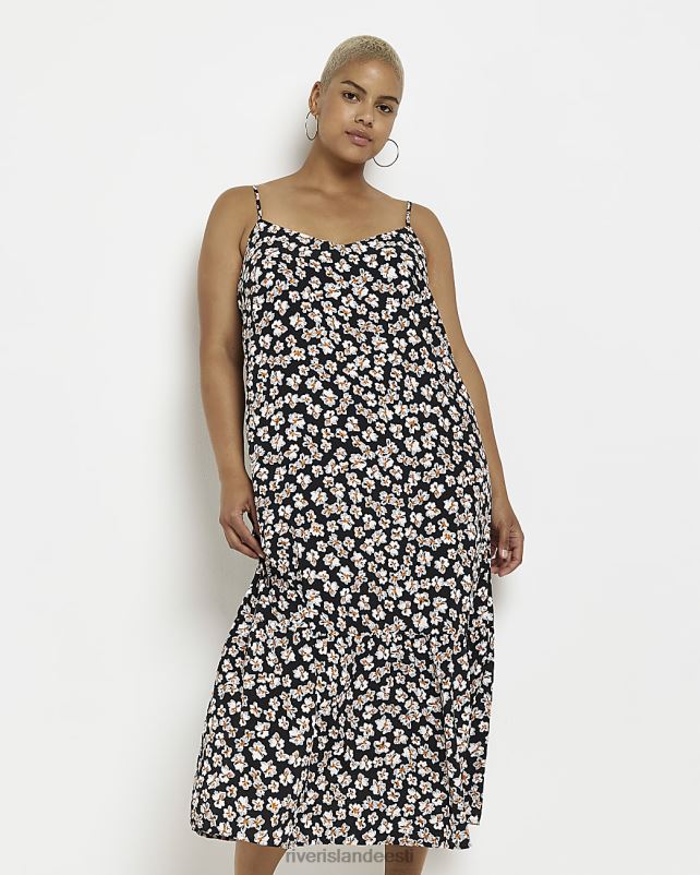 kehakate must naised River Island pluss lilleline slip midi kleit 44TLL2240