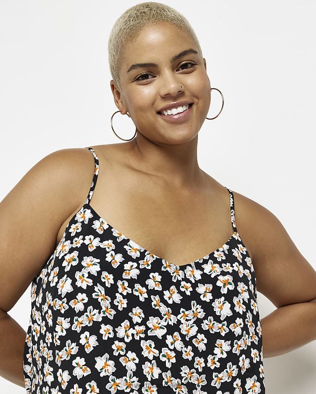 kehakate must naised River Island pluss lilleline slip midi kleit 44TLL2240