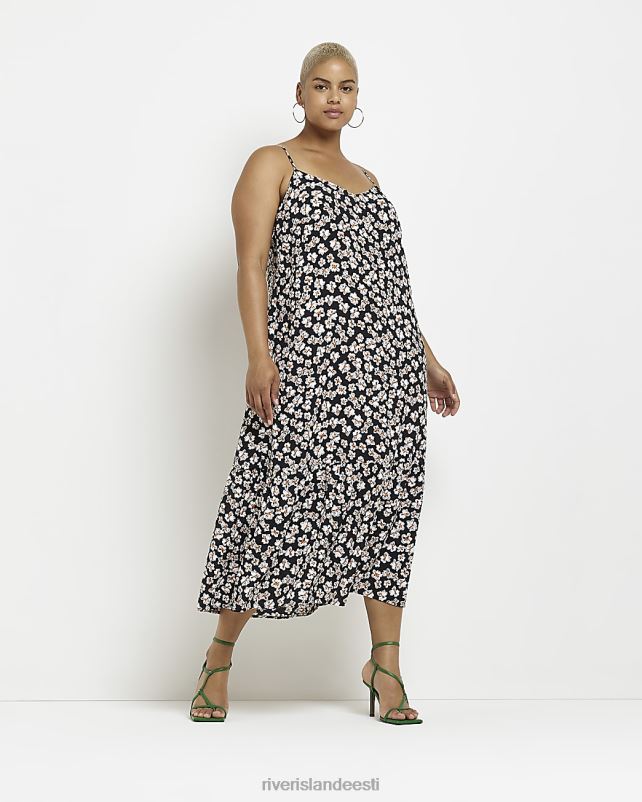 kehakate must naised River Island pluss lilleline slip midi kleit 44TLL2240