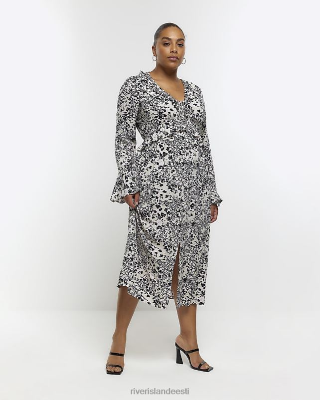 kehakate must naised River Island pluss lilleline volangiga midikleit 44TLL2212