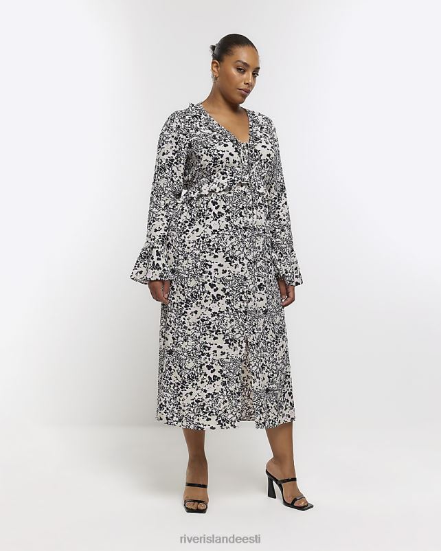 kehakate must naised River Island pluss lilleline volangiga midikleit 44TLL2212