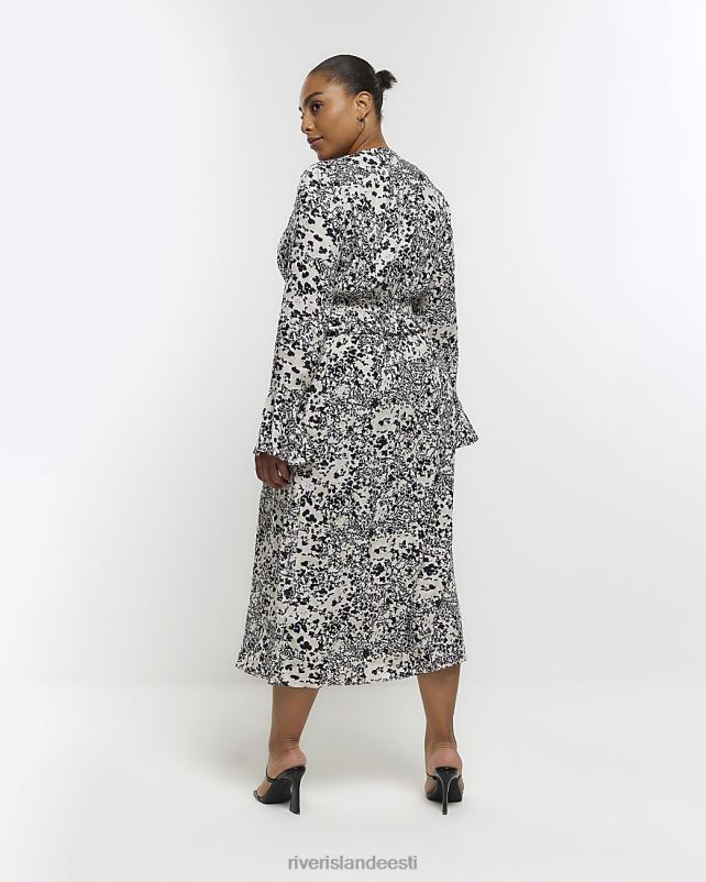 kehakate must naised River Island pluss lilleline volangiga midikleit 44TLL2212