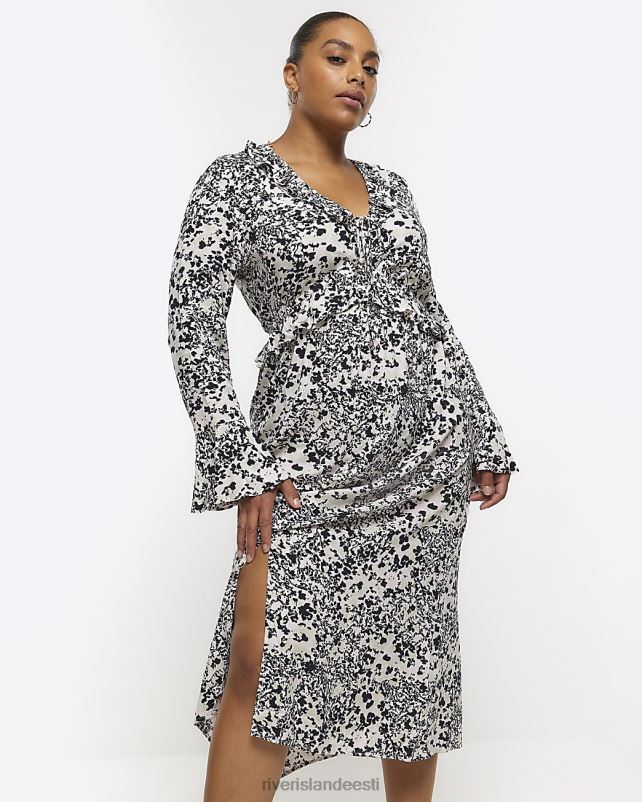 kehakate must naised River Island pluss lilleline volangiga midikleit 44TLL2212