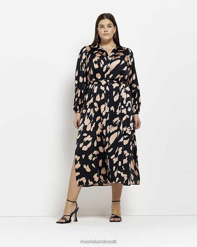 kehakate must naised River Island pluss satiinist midisärkkleit 44TLL5182