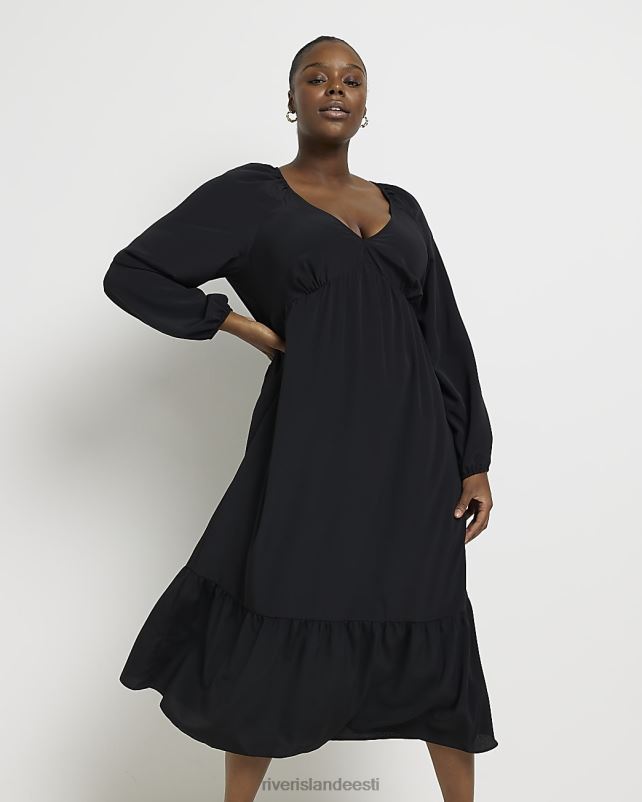 kehakate must naised River Island pluss smock midi kleit 44TLL4930