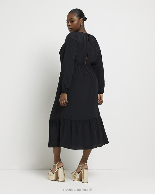 kehakate must naised River Island pluss smock midi kleit 44TLL4930
