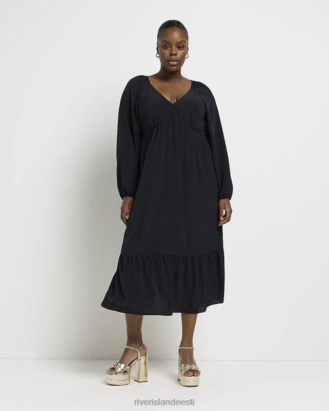 kehakate must naised River Island pluss smock midi kleit 44TLL4930
