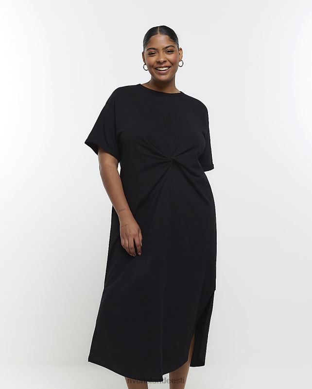kehakate must naised River Island pluss twist midi kleit 44TLL2226