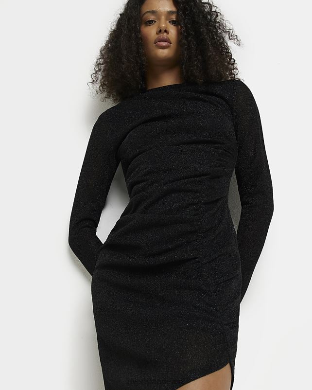 kehakate must naised River Island rühikas bodycon midi kleit 44TLL2045