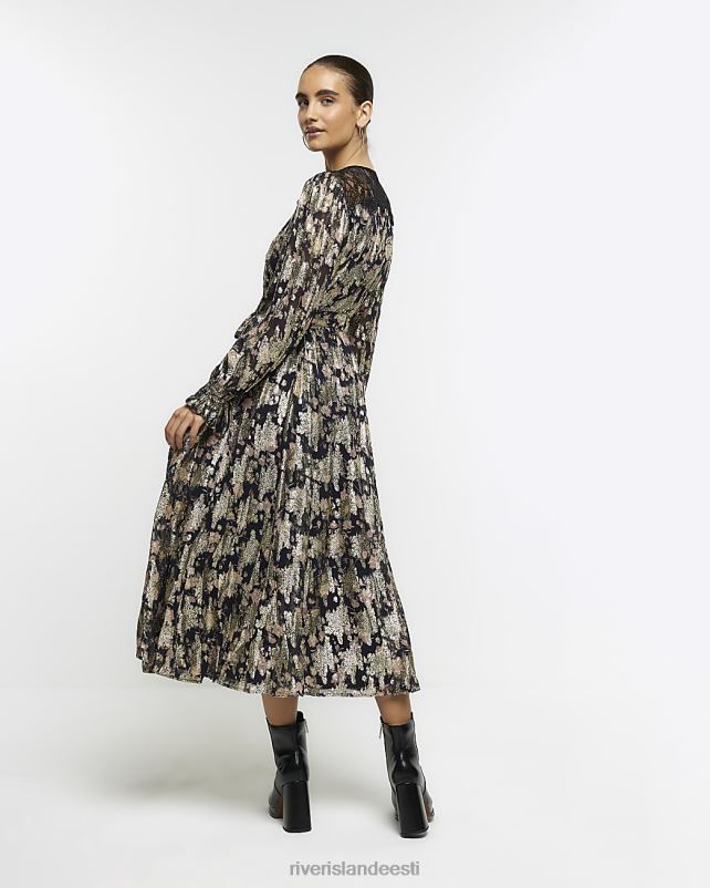 kehakate must naised River Island sädelev vööga swing midi kleit 44TLL3735