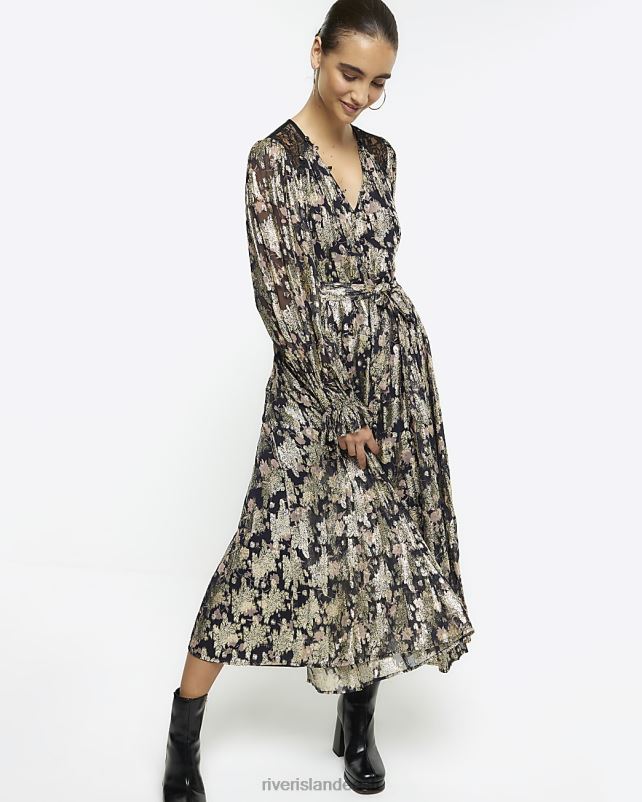 kehakate must naised River Island sädelev vööga swing midi kleit 44TLL3735