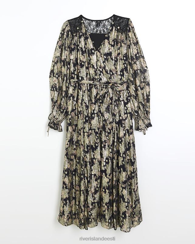 kehakate must naised River Island sädelev vööga swing midi kleit 44TLL3735