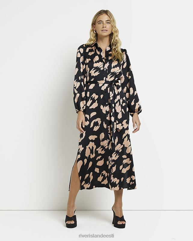kehakate must naised River Island satiinist loomamustriga midisärkkleit 44TLL1960