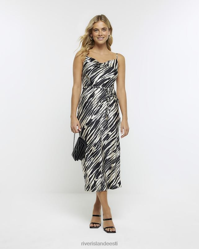 kehakate must naised River Island satiinist loomamustriga slip midi kleit 44TLL782