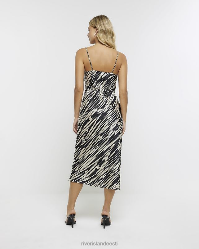 kehakate must naised River Island satiinist loomamustriga slip midi kleit 44TLL782