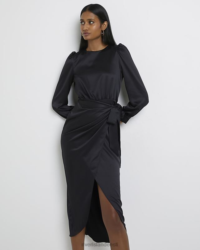 kehakate must naised River Island satiinkattega midikleit 44TLL4924