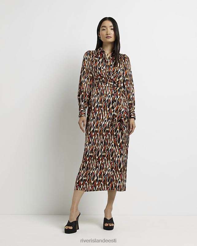 kehakate must naised River Island satiinkattega midisärkkleit 44TLL4820