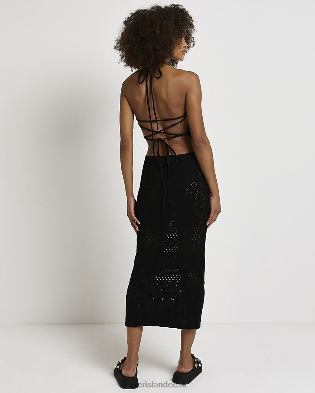 kehakate must naised River Island seljataga bodycon midi kleit 44TLL2178