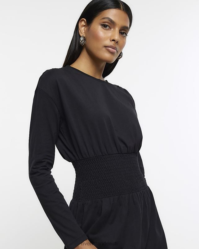 kehakate must naised River Island shirred vöökohaga midi kleit 44TLL773