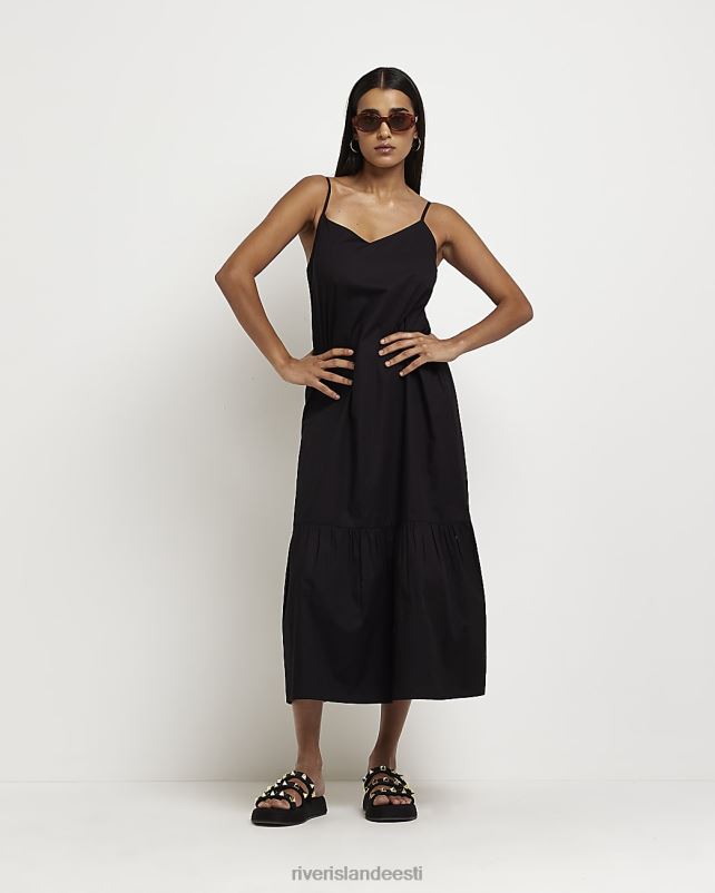 kehakate must naised River Island slip midi kleit 44TLL5052