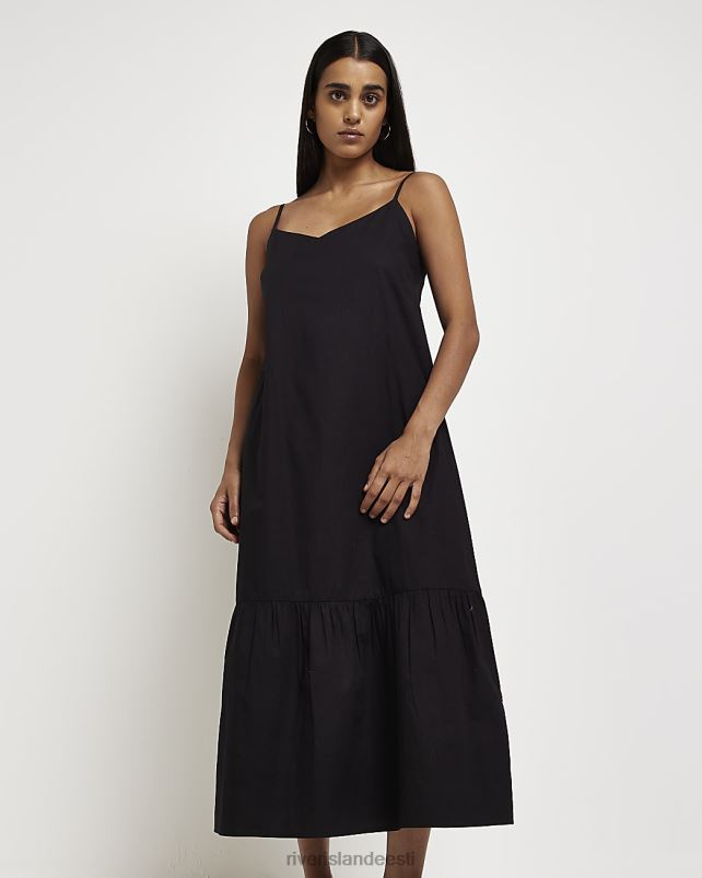 kehakate must naised River Island slip midi kleit 44TLL5052