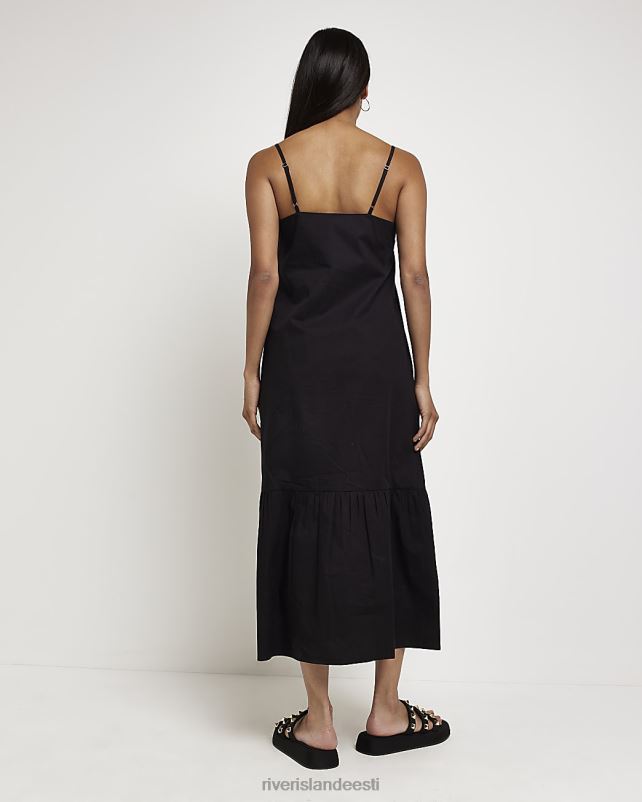 kehakate must naised River Island slip midi kleit 44TLL5052