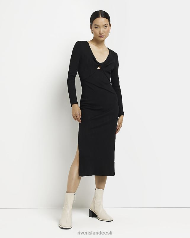 kehakate must naised River Island soonik bodycon midi kleit 44TLL581