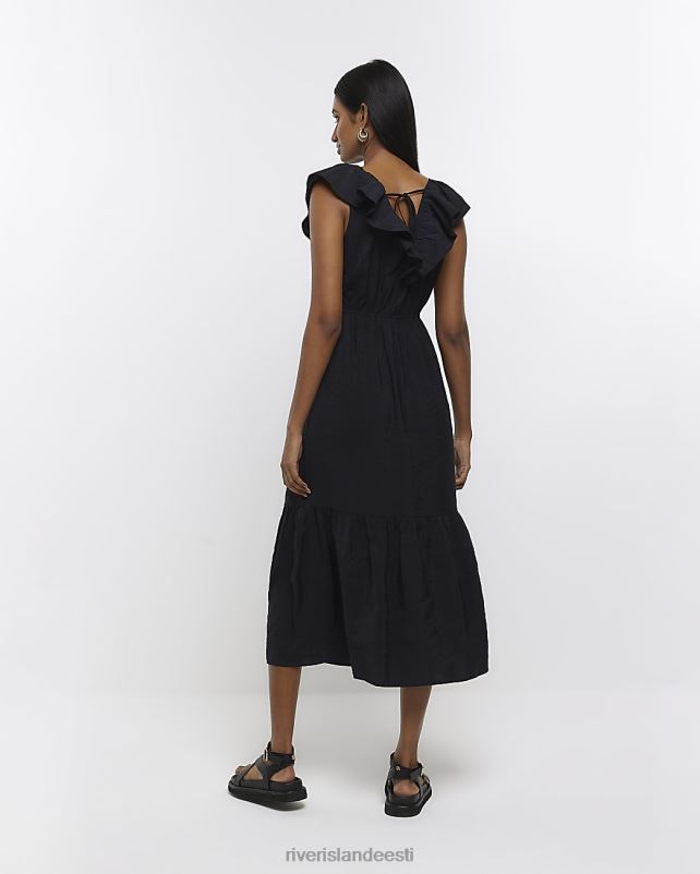 kehakate must naised River Island swing frrill midi kleit 44TLL1402