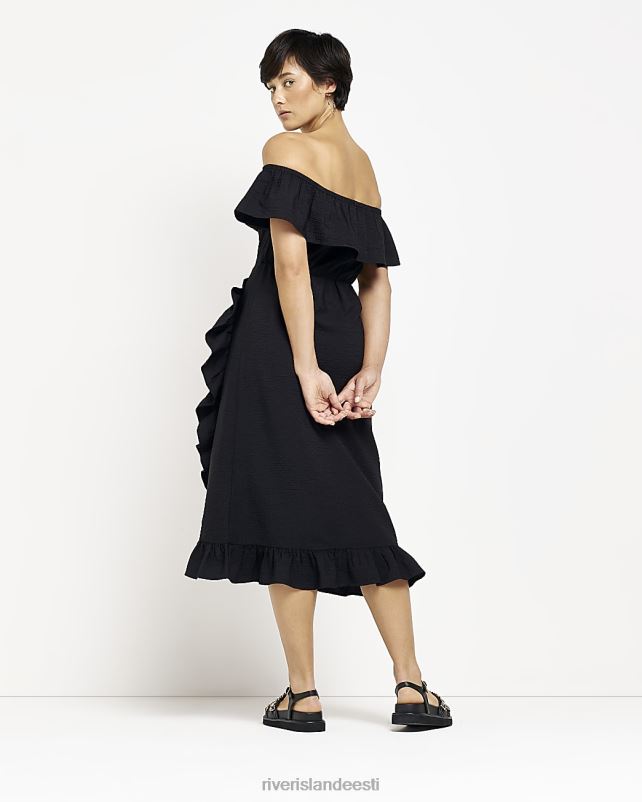 kehakate must naised River Island väike sats bardot midi kleit 44TLL2295