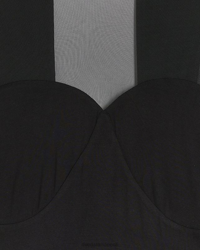 kehakate must naised River Island võrkpaneelist bodycon midi kleit 44TLL4195