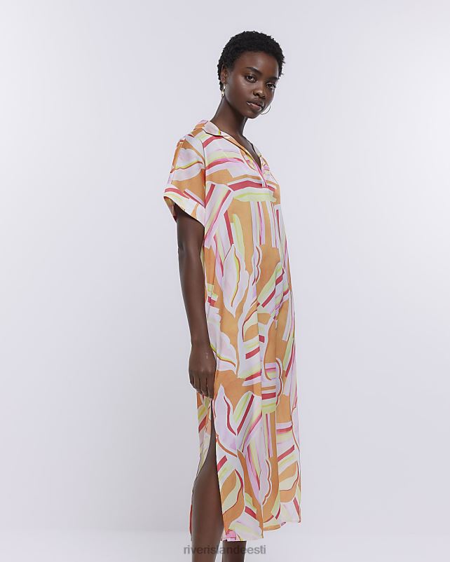 kehakate oranž naised River Island abstraktne vahetustega midi kleit 44TLL1526