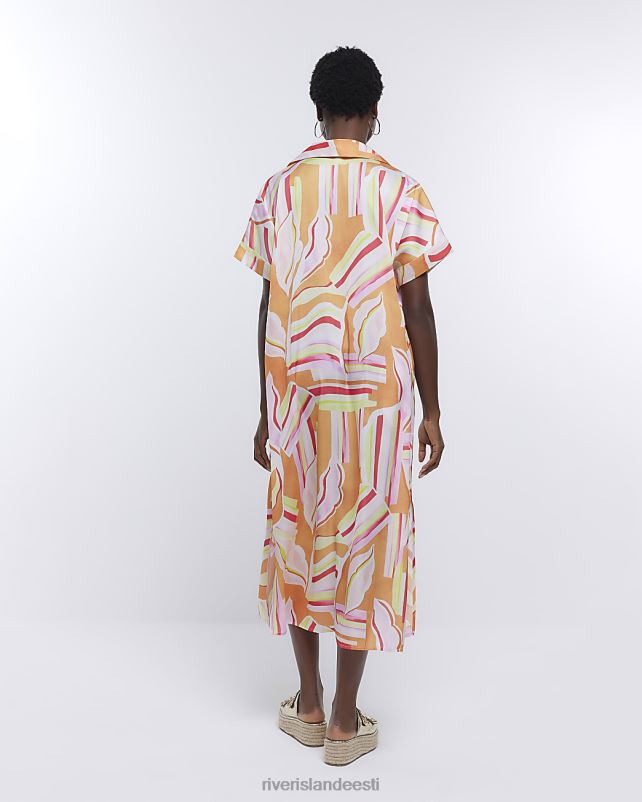 kehakate oranž naised River Island abstraktne vahetustega midi kleit 44TLL1526