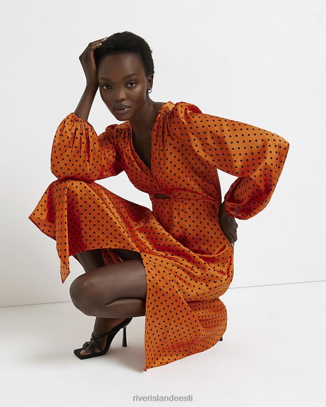 kehakate oranž naised River Island kohapeal välja lõigatud midi kleit 44TLL1988