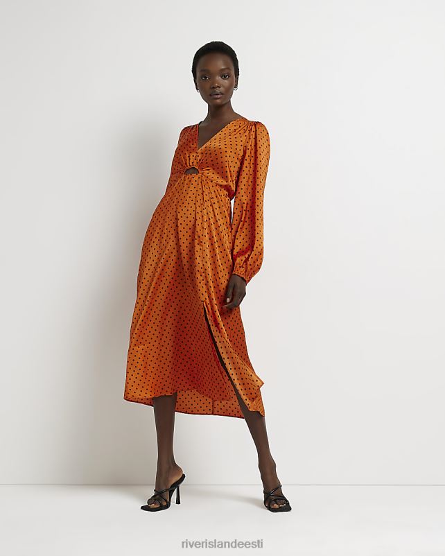 kehakate oranž naised River Island kohapeal välja lõigatud midi kleit 44TLL1988