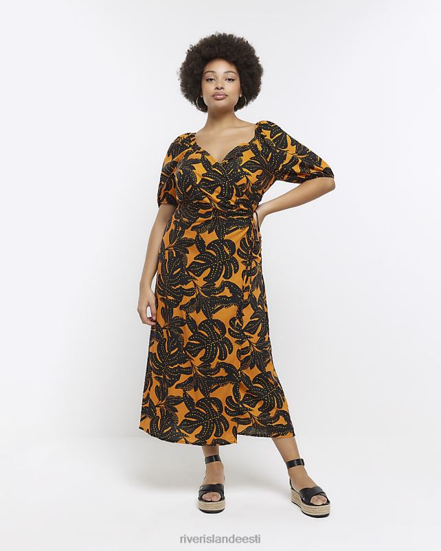 kehakate oranž naised River Island pluss lehemustriga ümbrisega midikleit 44TLL5156