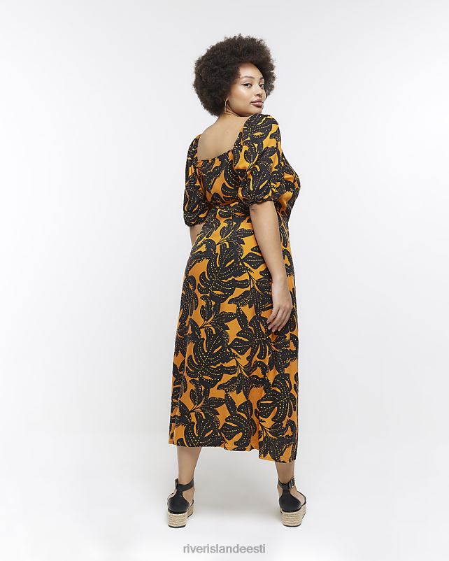 kehakate oranž naised River Island pluss lehemustriga ümbrisega midikleit 44TLL5156