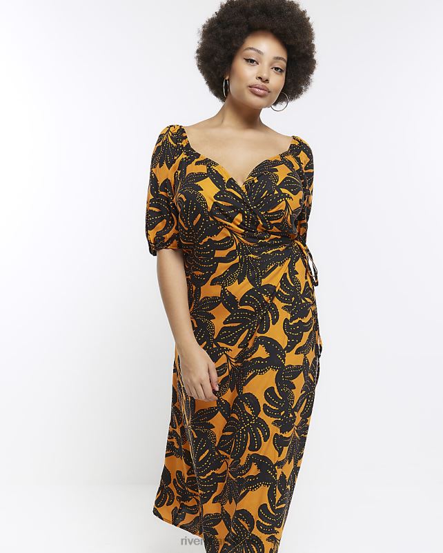 kehakate oranž naised River Island pluss lehemustriga ümbrisega midikleit 44TLL5156